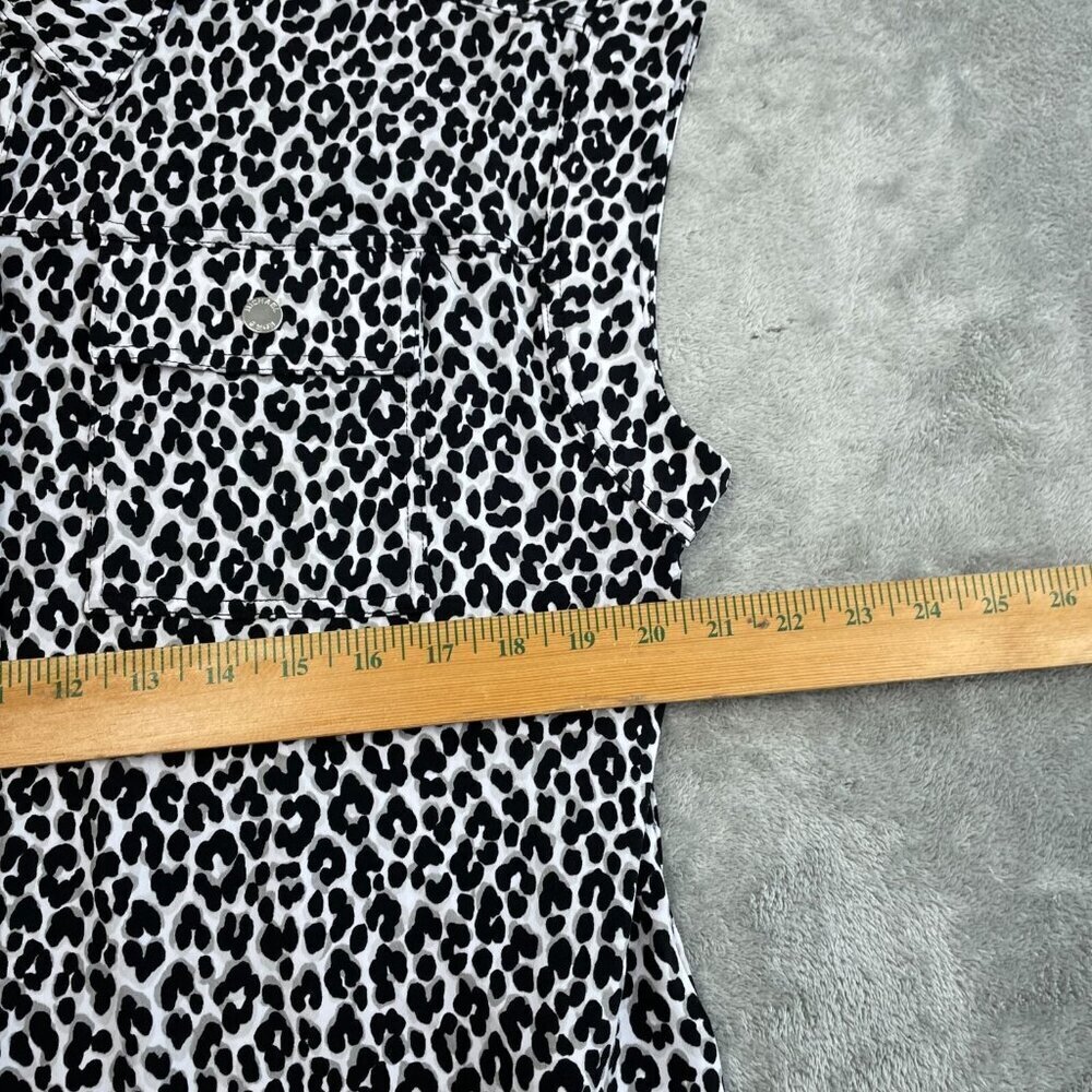 Michael Kors Womens Sleeveless Leopard Print Button-Down Shirt L NWT 4287 - Picture 6 of 8